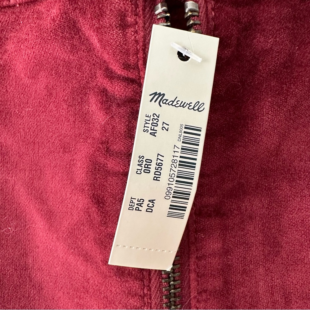 Madewell Stretch Velveteen Straight Zip Mini Skirt - Dark Cabernet - NWT - 27 - Picture 7 of 8